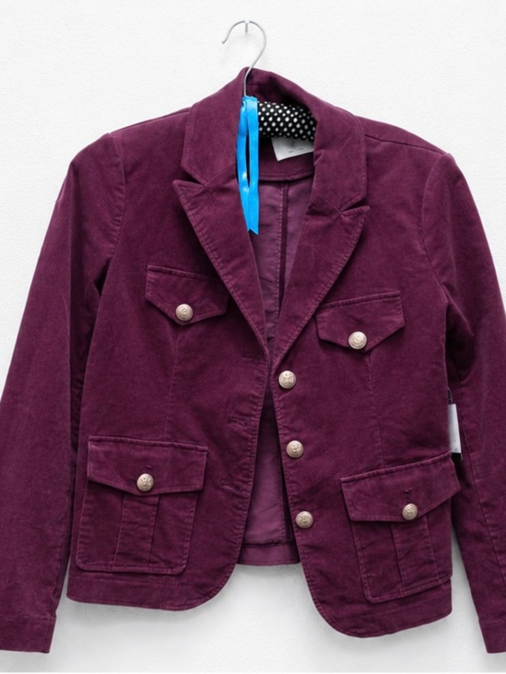 Adorable LC Lauren Conrad Burgundy Button-Front Corduroy Blazer NWT - Picture 2 of 3